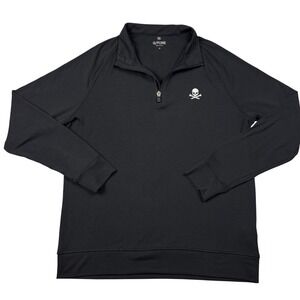 G/FORE Mens Quarter Zip Golf Pullover Onyx Black‎ Skull & Tees G4MS21K79 Size M